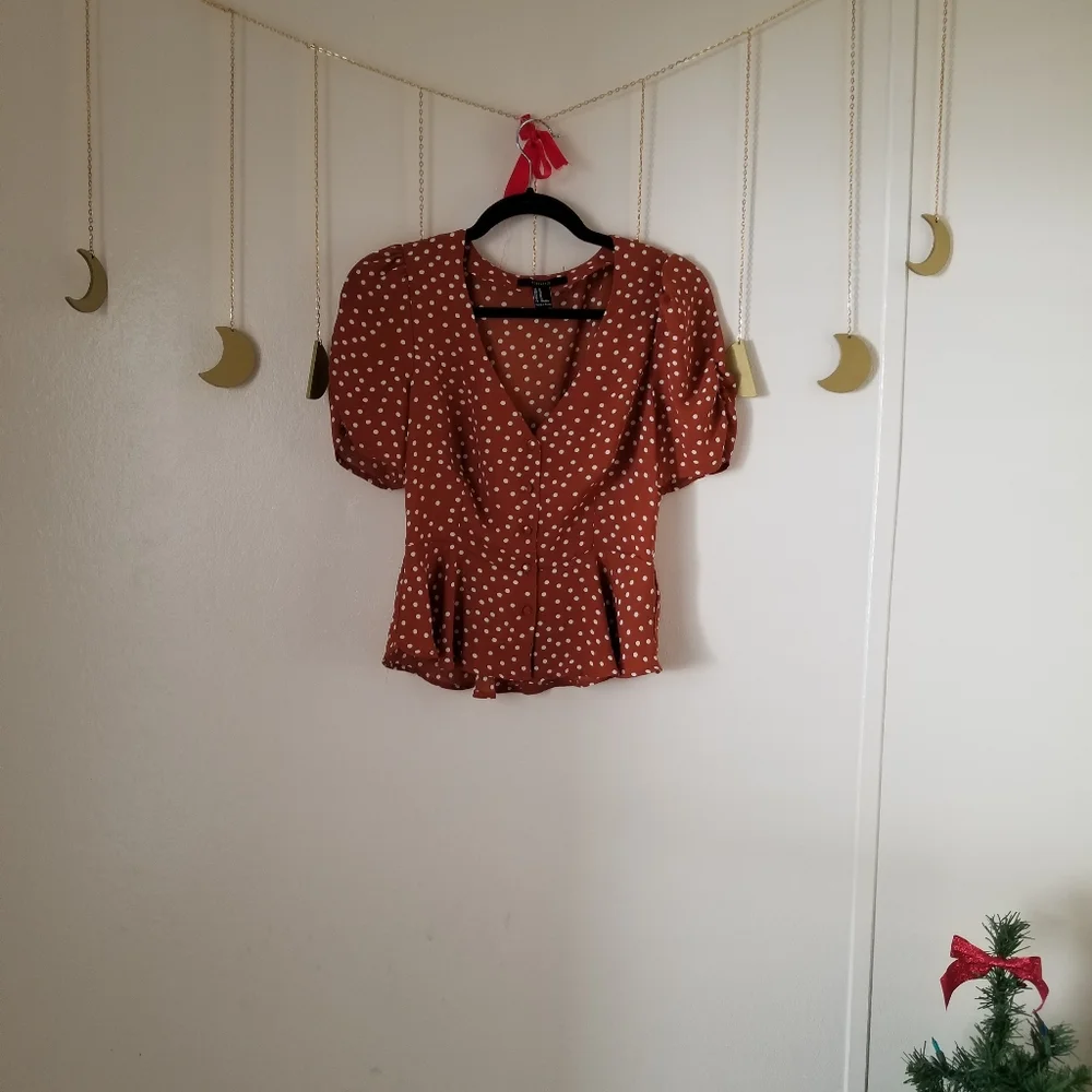 Forever 21 Polka Dot Blouse - Picture 2 of 6